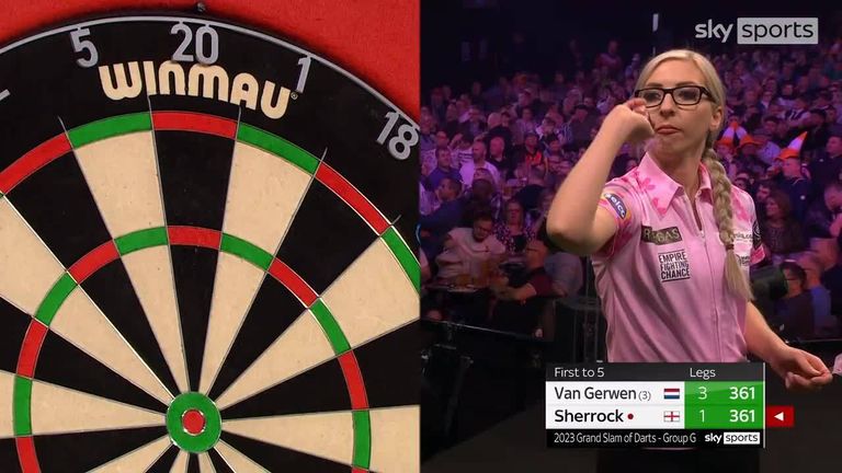 Fallon Sherrock's three 180s were not good enough to avoid defeat against Michael van Gerwen